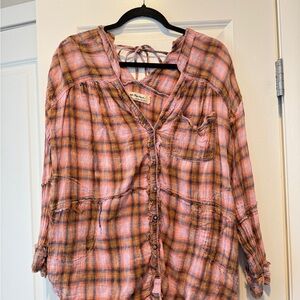 Free People Multicolor Plaid Top